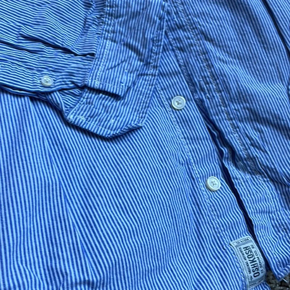 Blue/white striped button down. - Picture 3 of 3